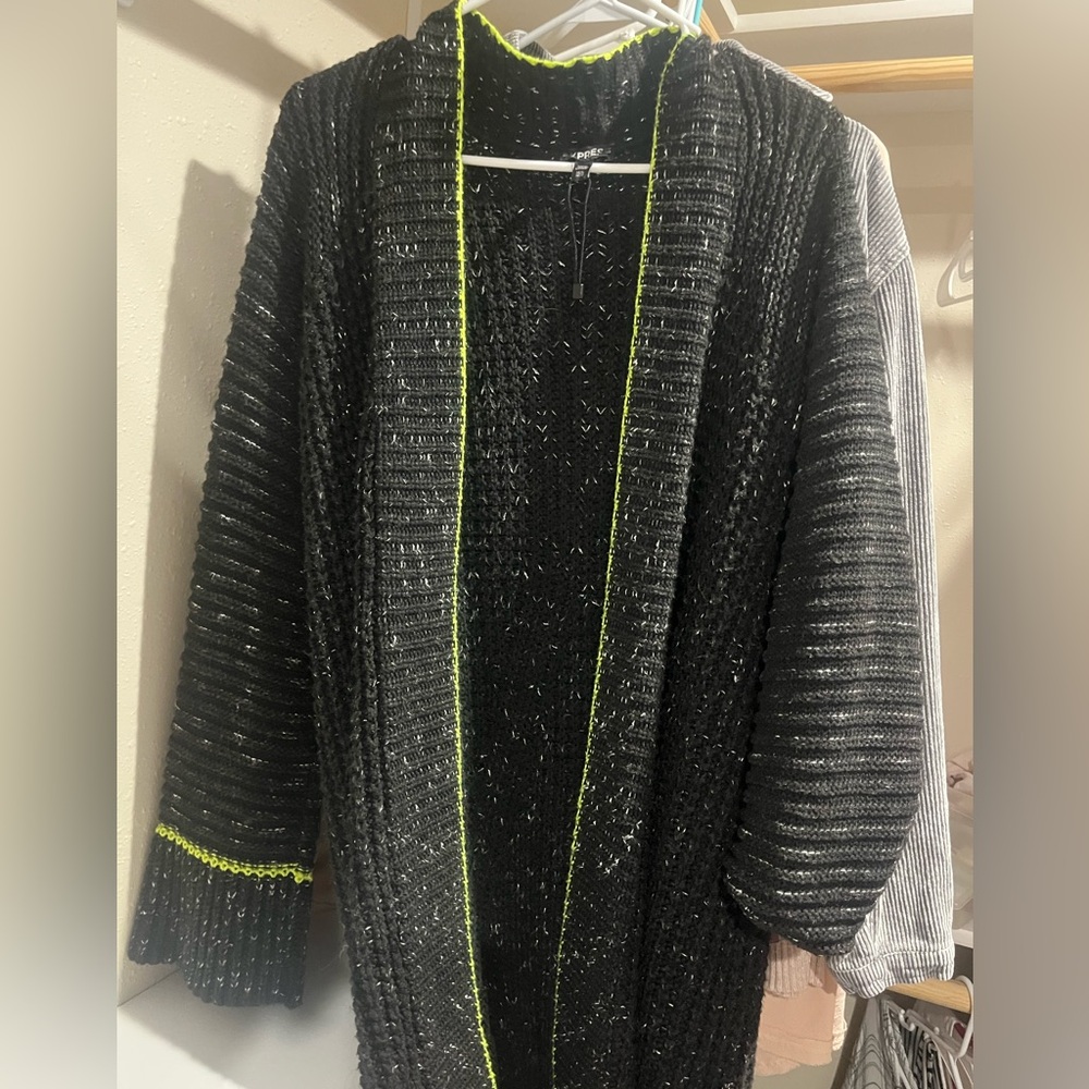 Express Black and Green Knit Sweater